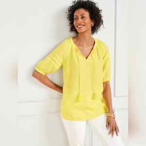 Talbots Yellow Linen Top